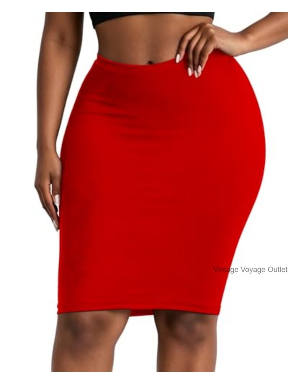 Women's Ponte Pencil Mini Skirt High Rise Stretch Bodycon Office